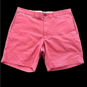 J Crew Factory Mens 32 waist 7” Inseam Flat Front Chino Shorts Light Red